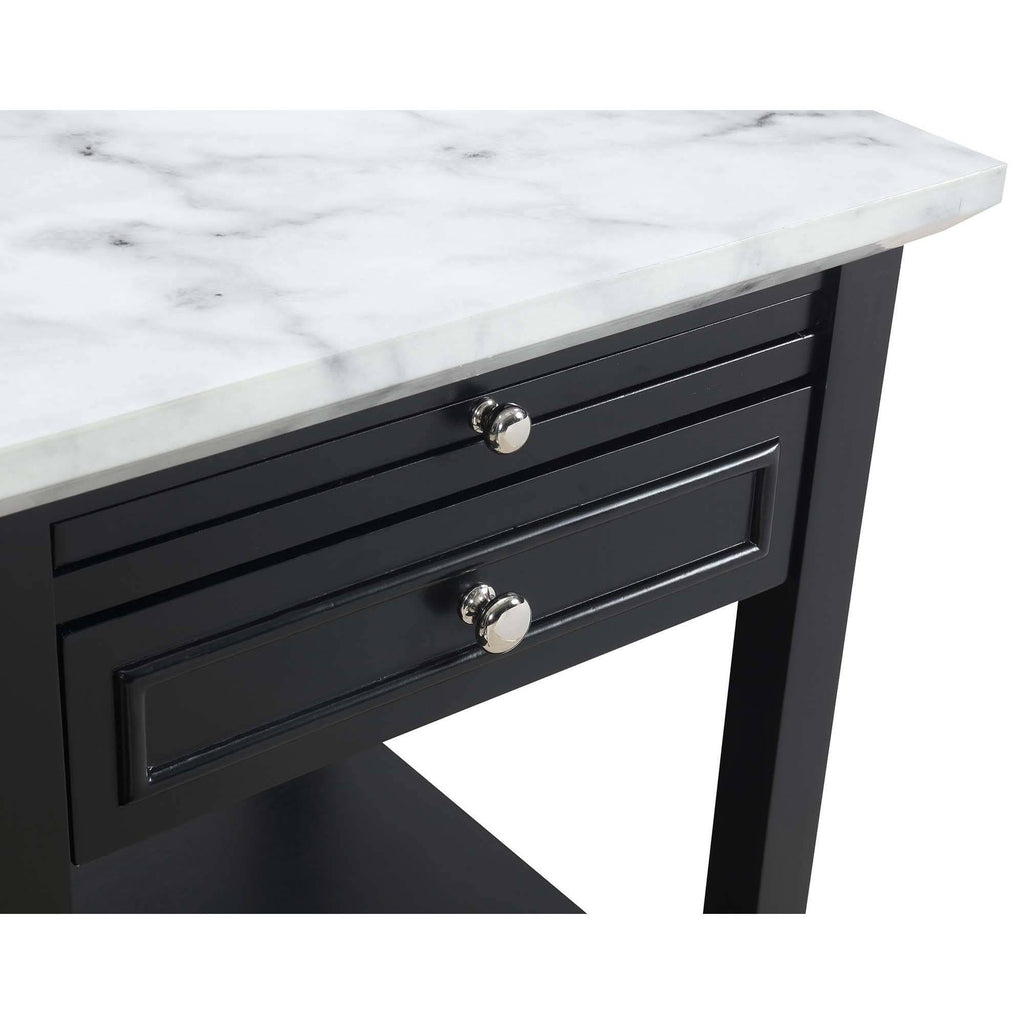 White Faux Marble End Table with Drawer K237