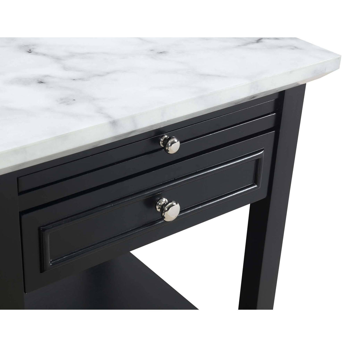 White Faux Marble End Table with Drawer K237