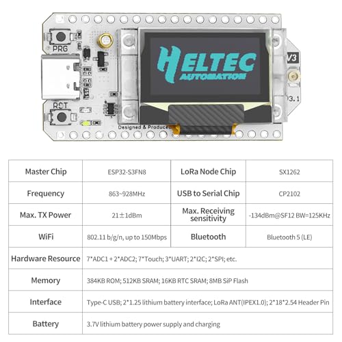 ESP32 LoRa V3 Development Board with 3000mAh Battery and 915MHz Antenna G912738