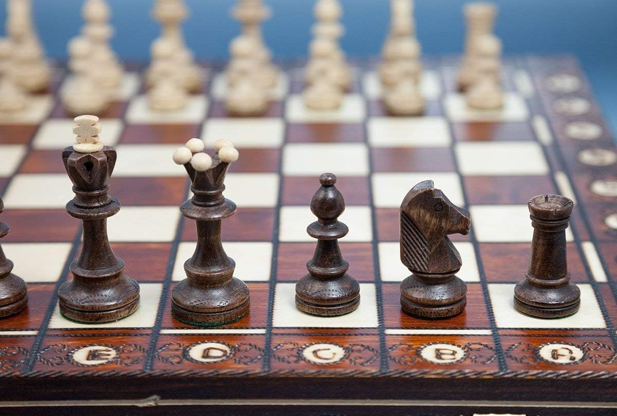 Handmade European Wooden Chess Set with 16 Inch Board and Hand Carved Chess Pieces Pack of 2 E23999