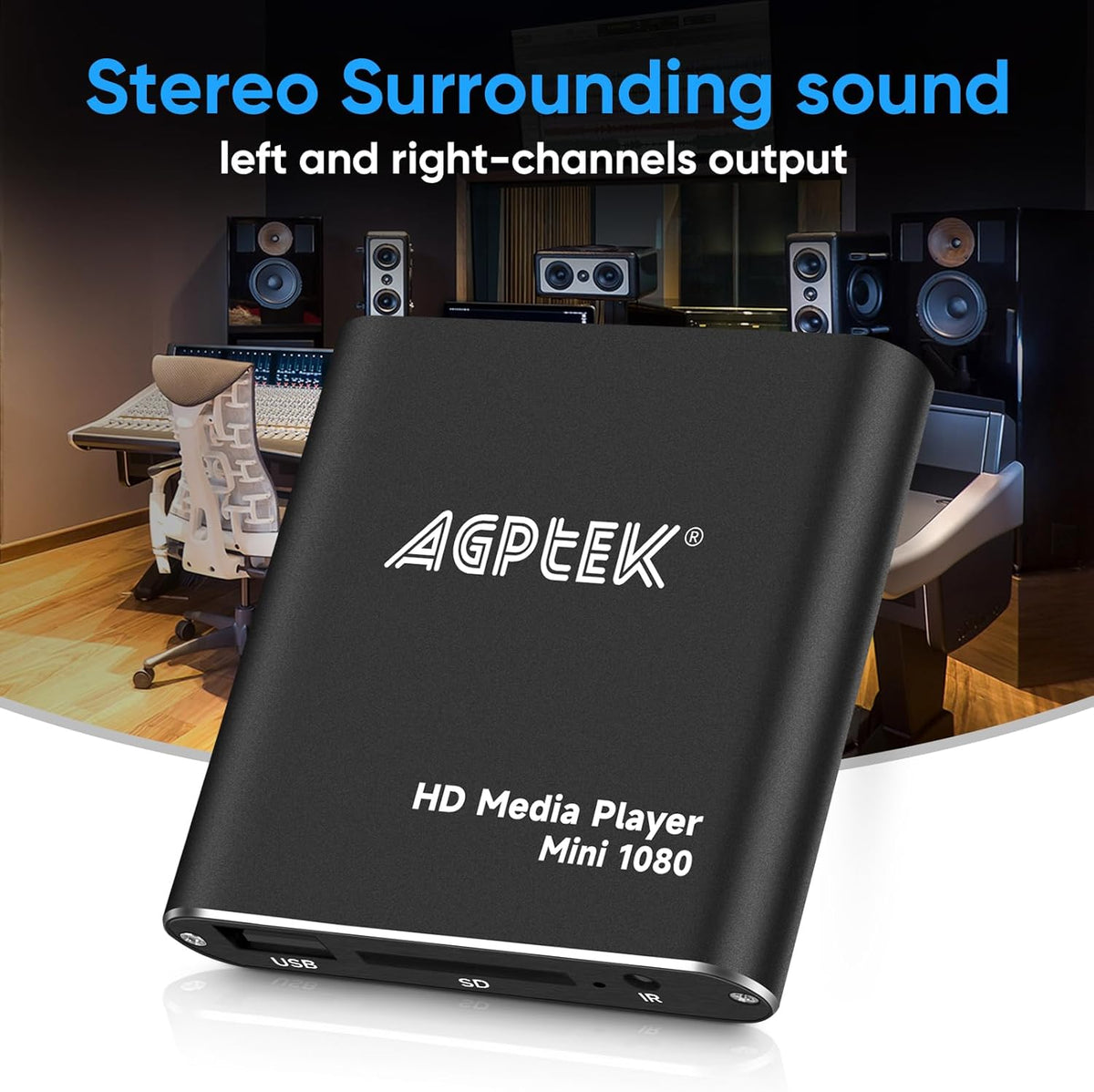 Black Mini 1080p Full-HD HDMI Digital Media Player H807