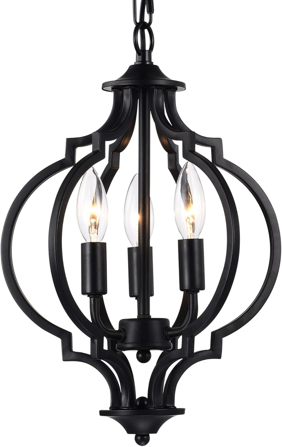 Black 3 Light Metal Chandelier E19531
