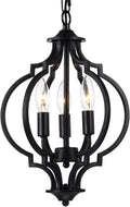 Black 3 Light Metal Chandelier E19531