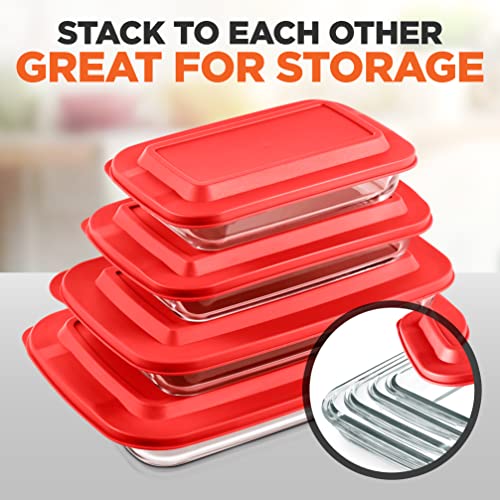 4-Piece Glass Baking Dish with Lids Set F7608