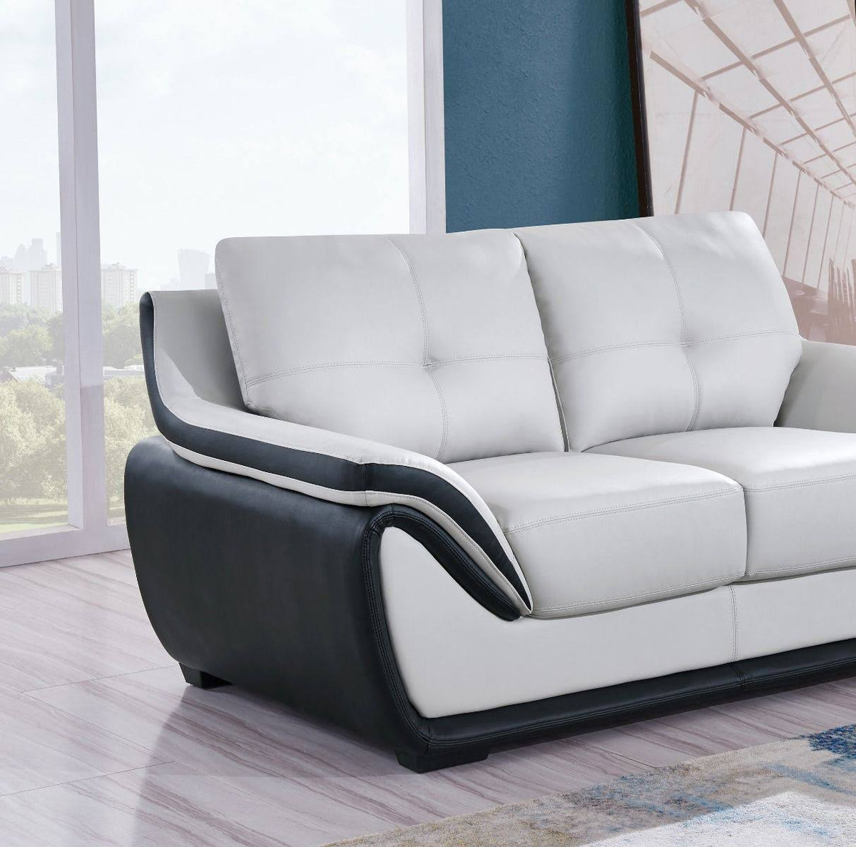 Light Gray/Black Loveseat S5695
