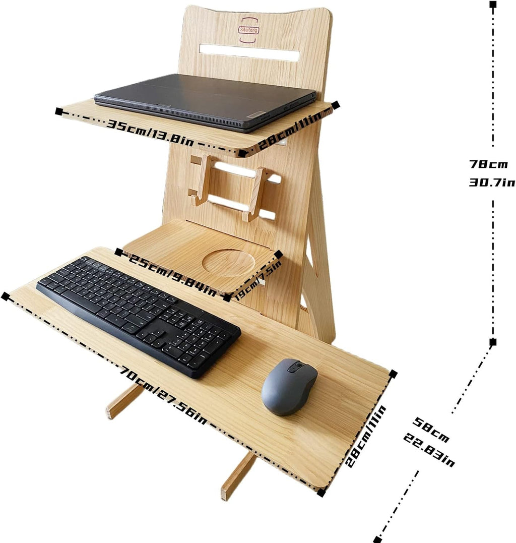 Adjustable Height Wooden Standing Desk Converter U273