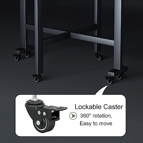 Folding Dining Table with 6 Wheels, Drawer and 2-Layer Storage Shelf, 130cm J5420