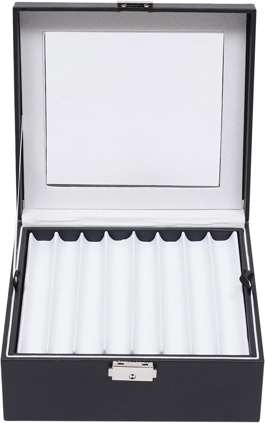 Black Leather Flannel 36 Piece Pen Display Box with Lid W820680
