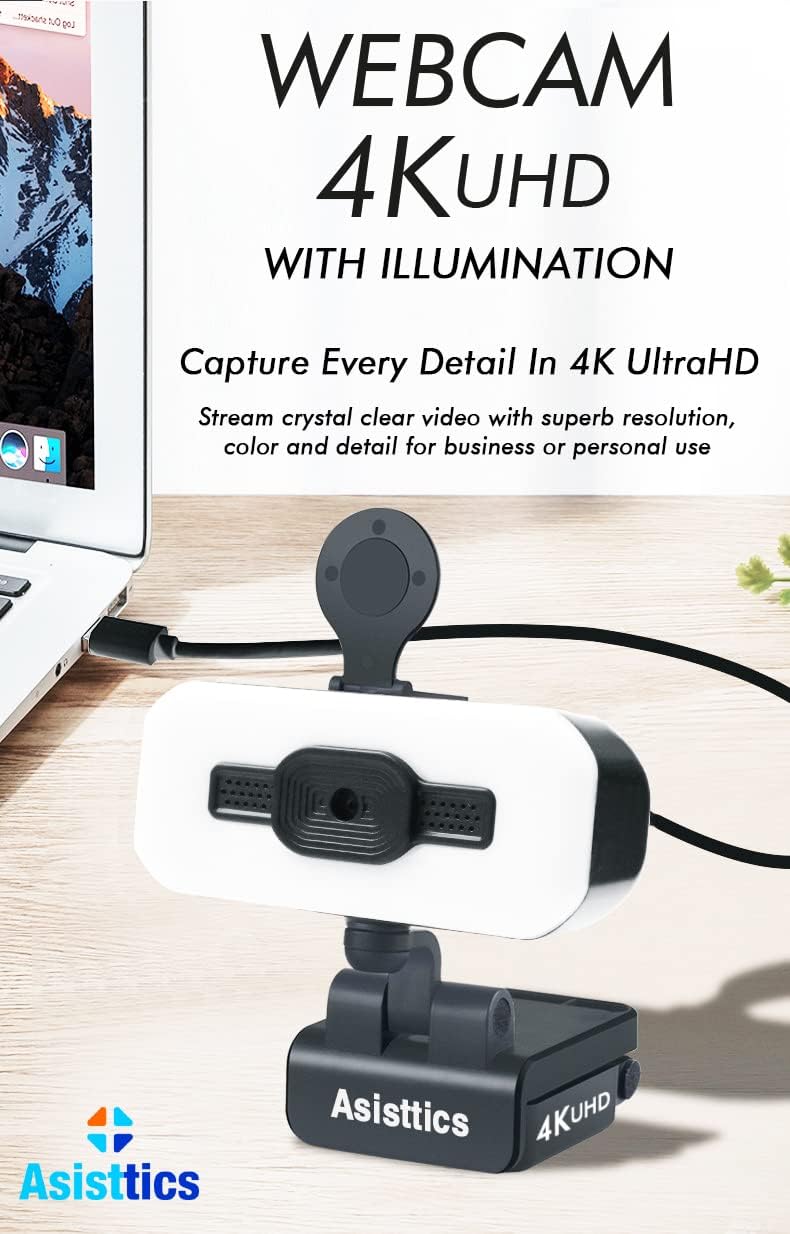 4K Webcam with Microphone and Ring Light D262404