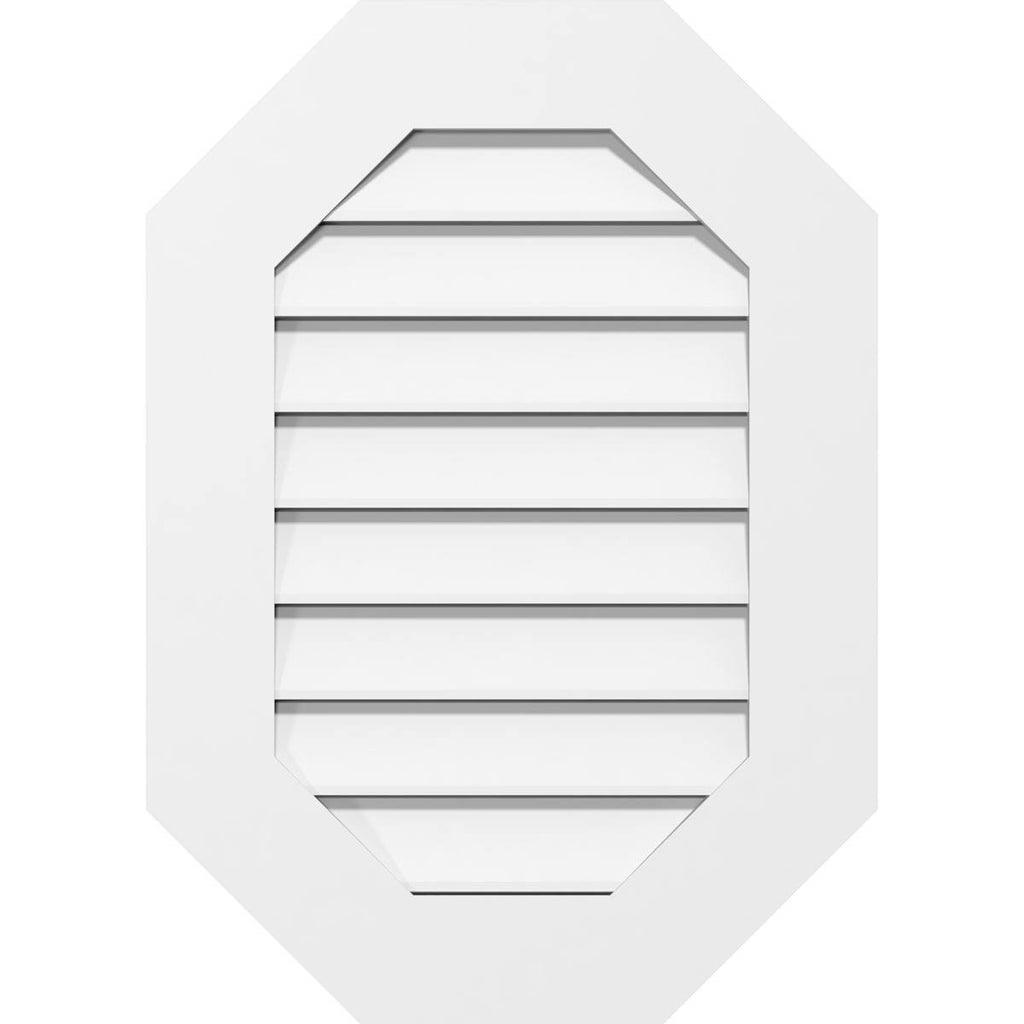 Vertical Elongated Octagon Surface Mount PVC Gable Vent T3727