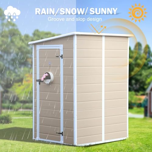 6x3 FT Waterproof Resin Outdoor Storage Shed with Floor and Double Lockable Doors R962