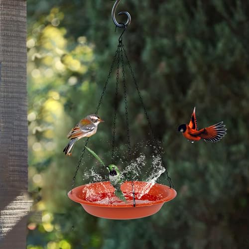 16 inch Green Hanging Bird Bath Bowl with Black Chains F612