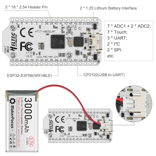 ESP32 LoRa V3 Development Board with 3000mAh Battery and 915MHz Antenna G912738