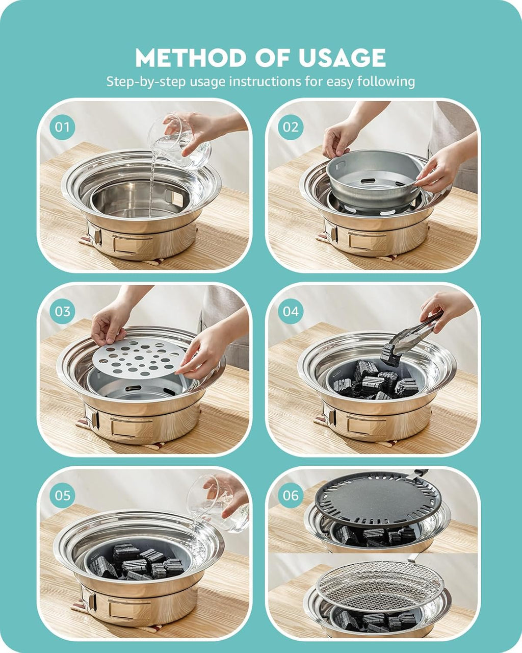 13.7 inch Non-stick Stainless Steel Charcoal Grill I81973