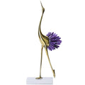 Gold Crane Bird Statues with Crystal Tail Accents X434
