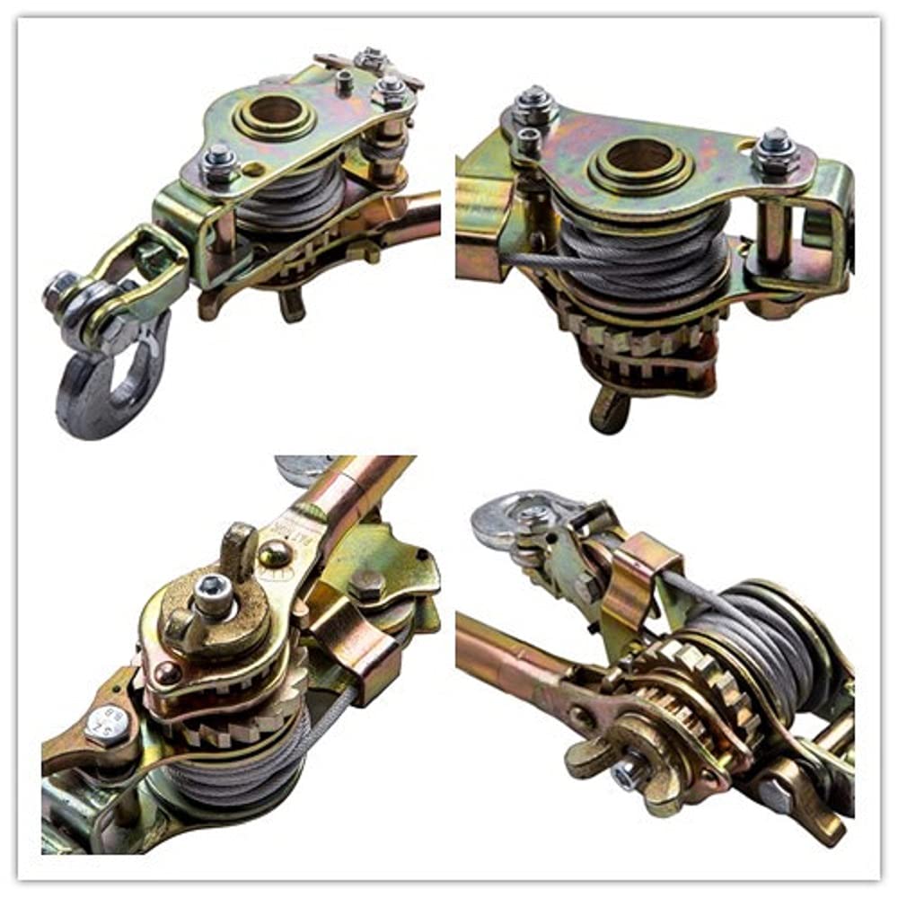 2 Ton Heavy Duty Hand Puller with Cable Rope Hooks 4400LB Metal Gear Pack of 2 P7576
