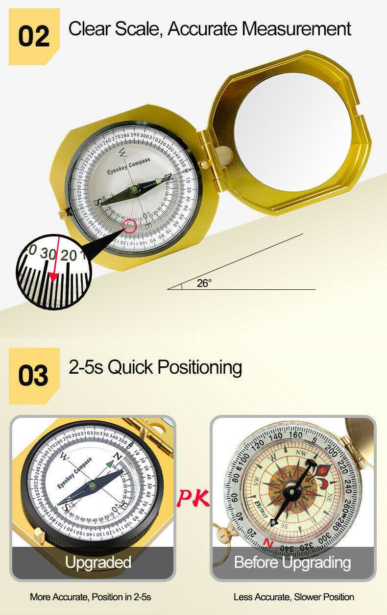 Golden Metal Pocket Compass H848643