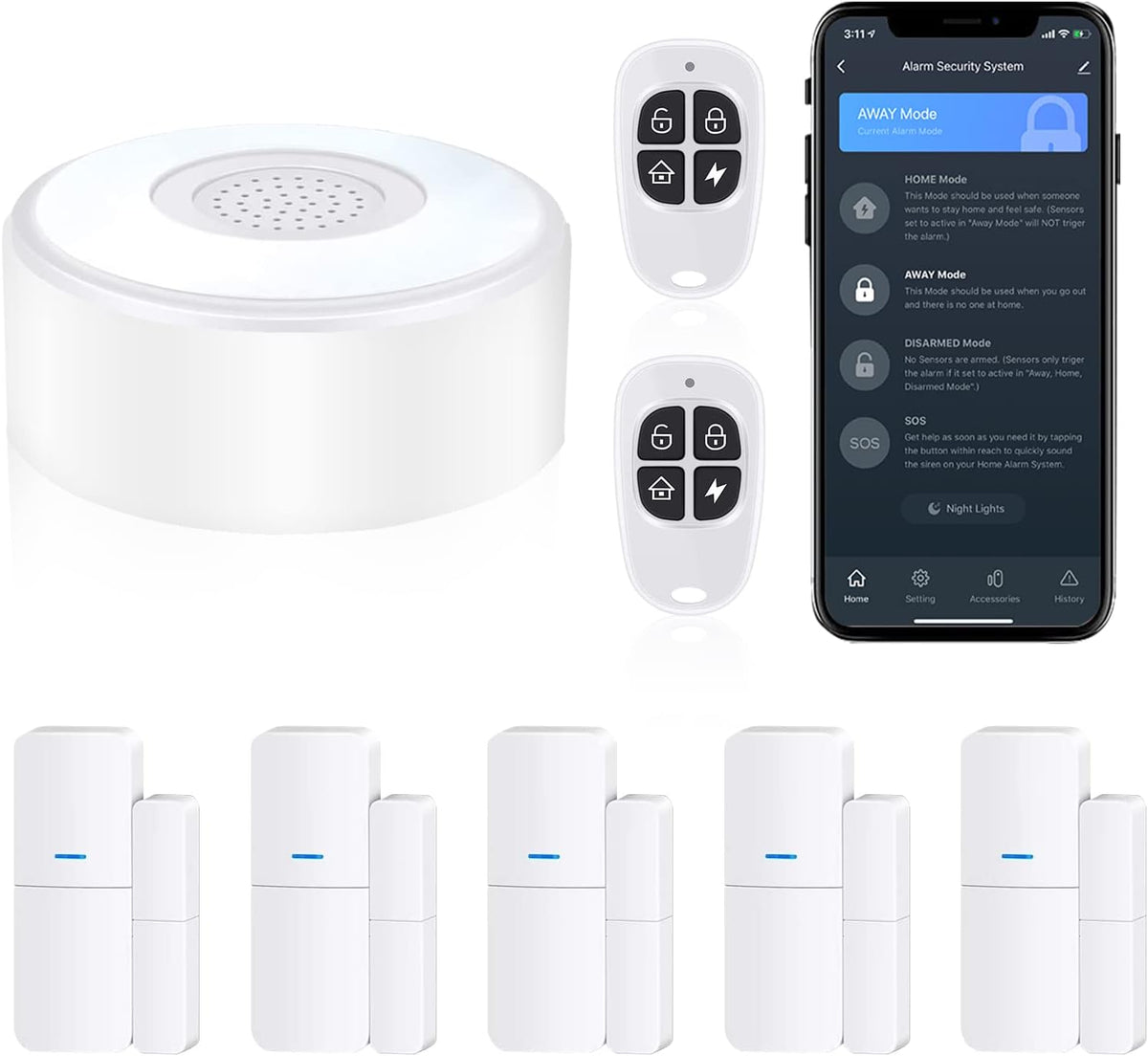 8 Pieces Wireless Smart Door Alarm System with Phone APP Alert X838056