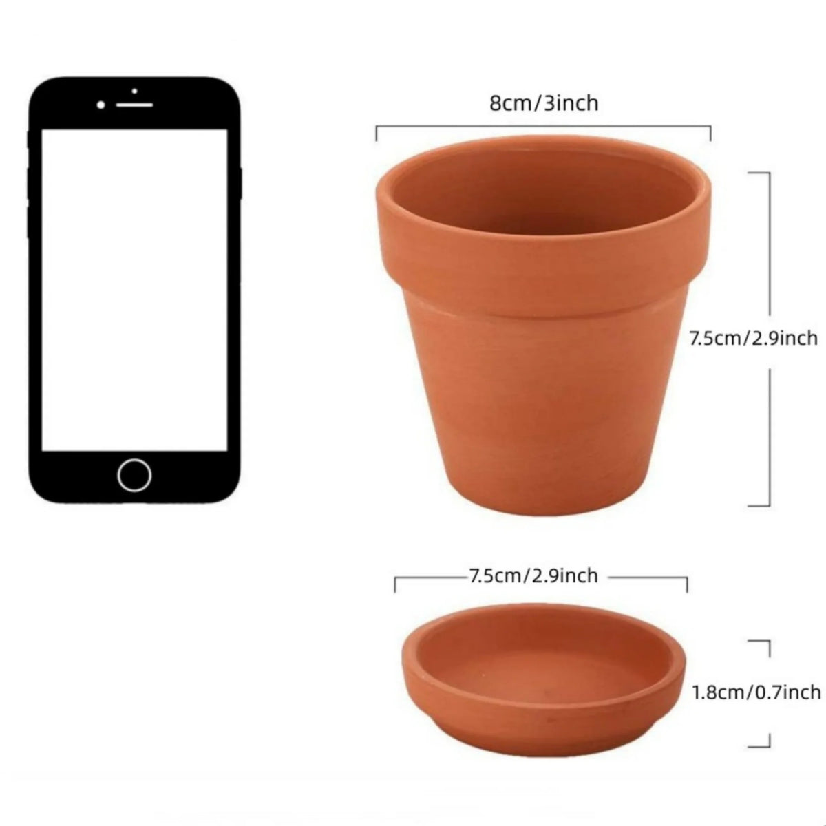 4 Pack 3 Inch Terracotta Pots with Saucer W226