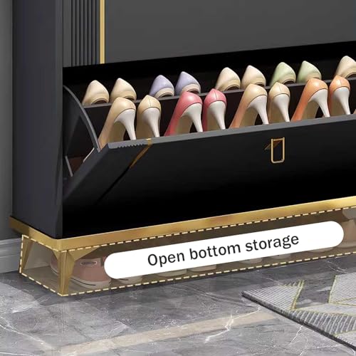 Slim 4 Layer Shoe Storage Cabinet with Flip Down Drawers W228
