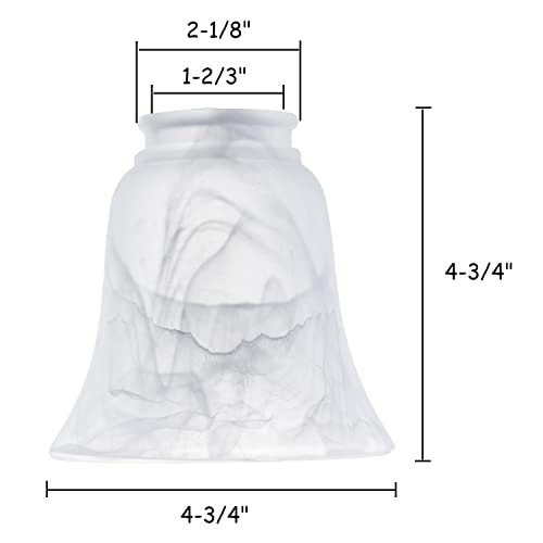 Set of 4 Clear & Frosted Glass Ceiling Fan Light Covers, 2-1/8" Fitter Size, 4-4/5" high x 5" Diameter B855