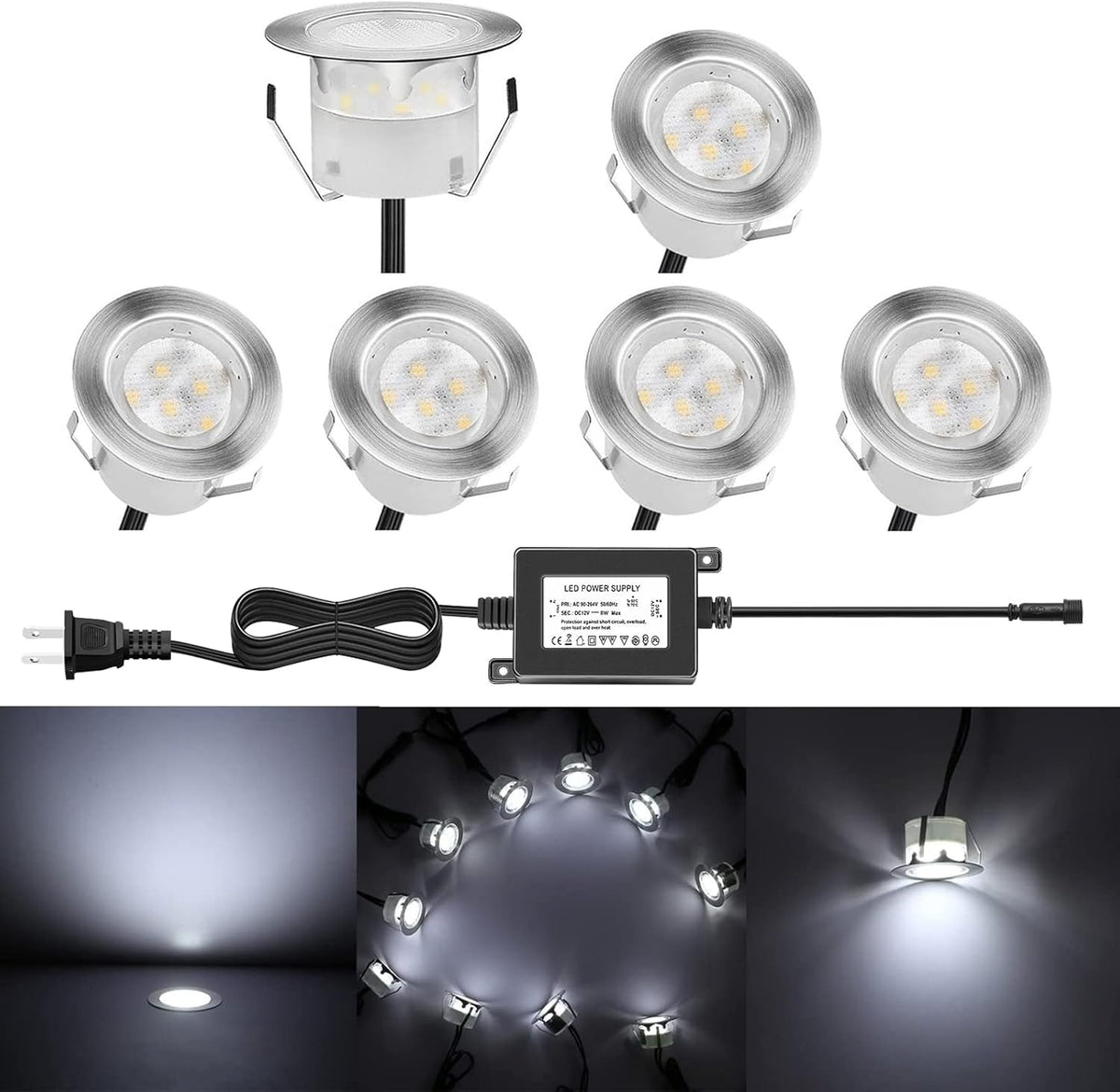 Smart LED Deck Lights Kit WiFi Controlled Color Changeable IP67 Waterproof Low Voltage 10pack N1686
