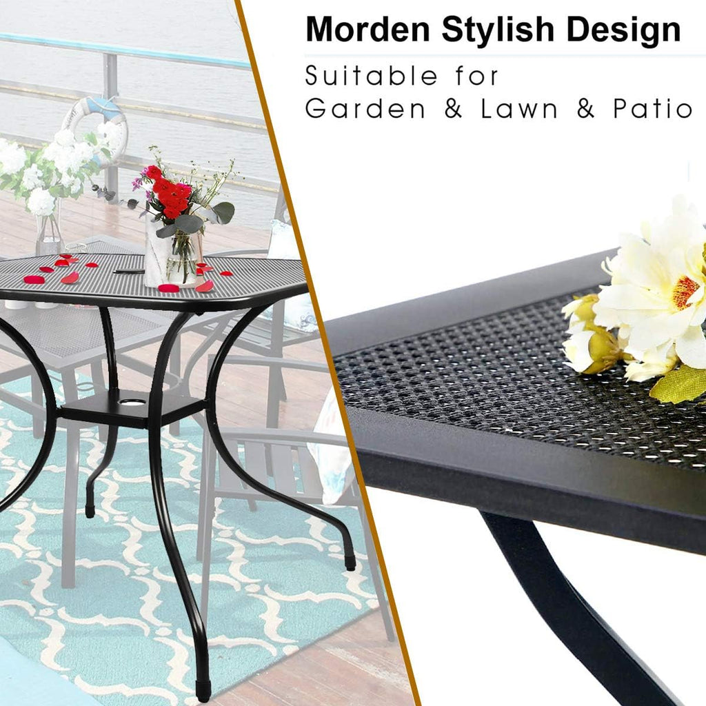 Outdoor Cast Iron Square Bistro Table with Umbrella Hole J8168