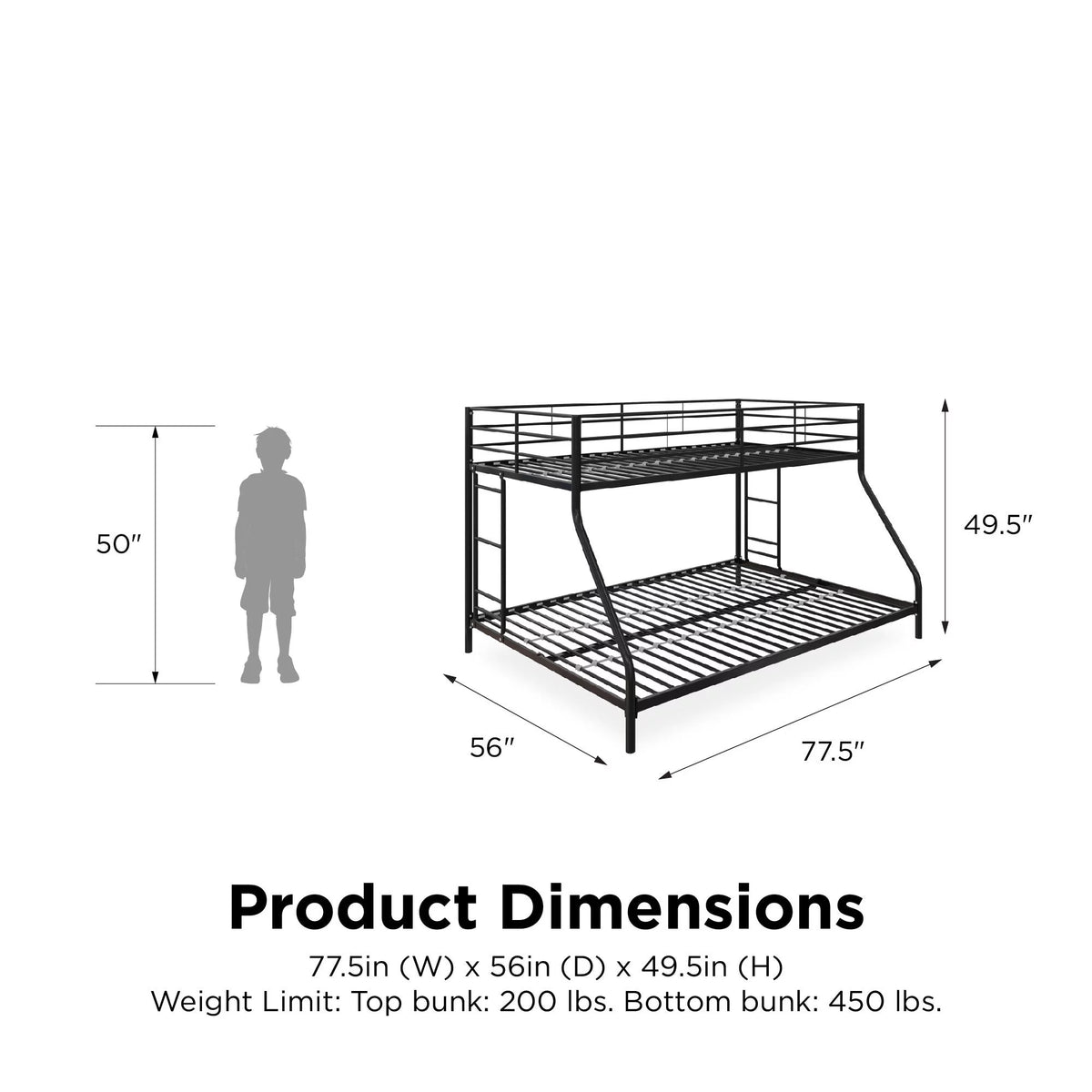 Black Twin over Full Metal Bunk Bed N82704