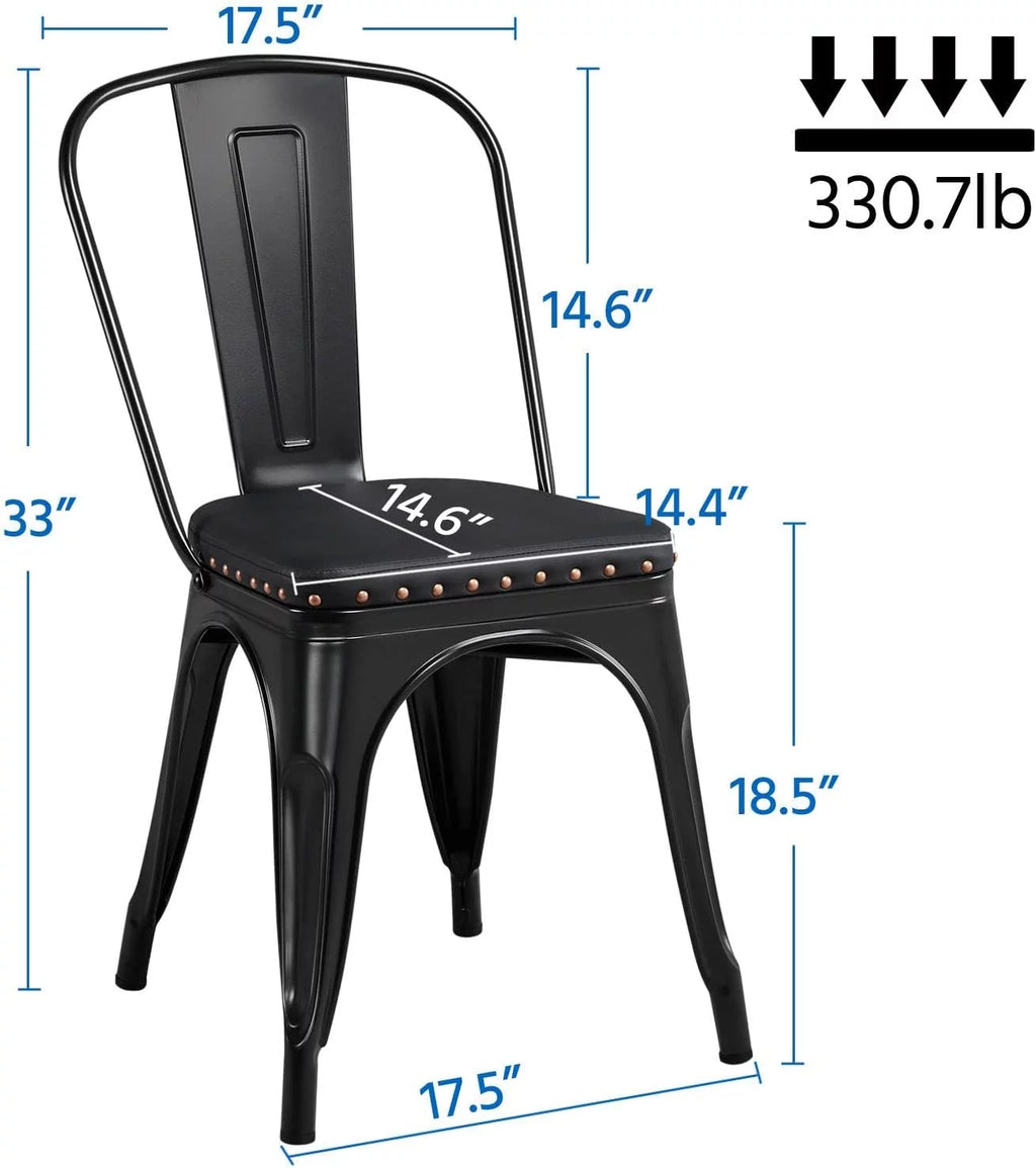 Black Metal Dining Chairs with PU Leather Seat M503231