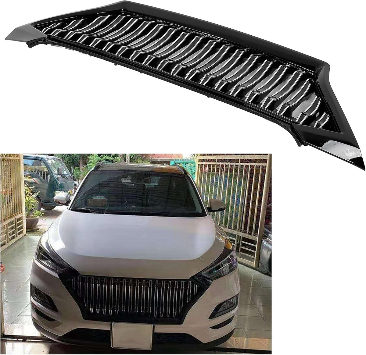 Front Bumper Grille Replacement Radiator Grill for Hyundai Tucson 2019-2020 W290429