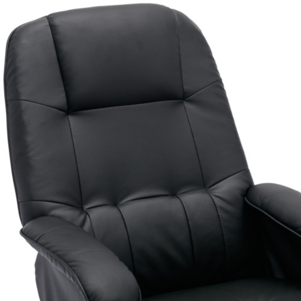 Faux Leather Beige Swivel Recliner Chair with Ottoman and Wood Base O615625