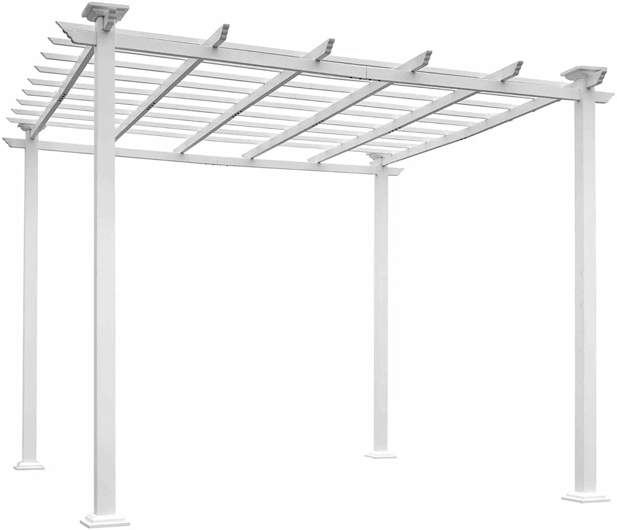 White Iron Square Patio Gazebo Pergola I961014