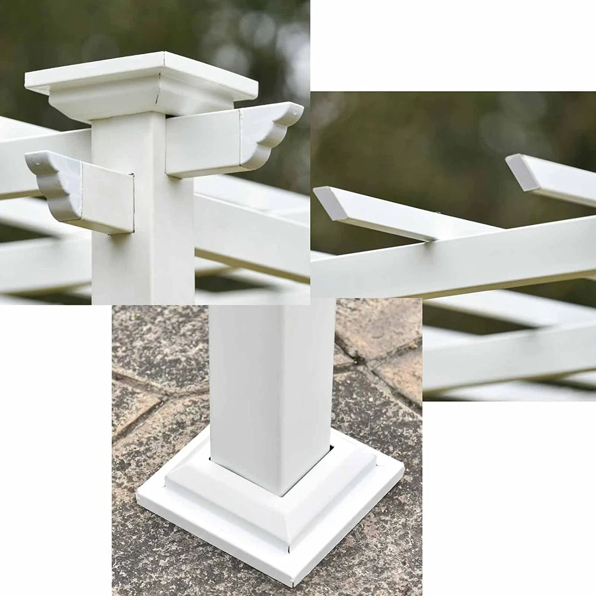 White Iron Square Patio Gazebo Pergola I961014