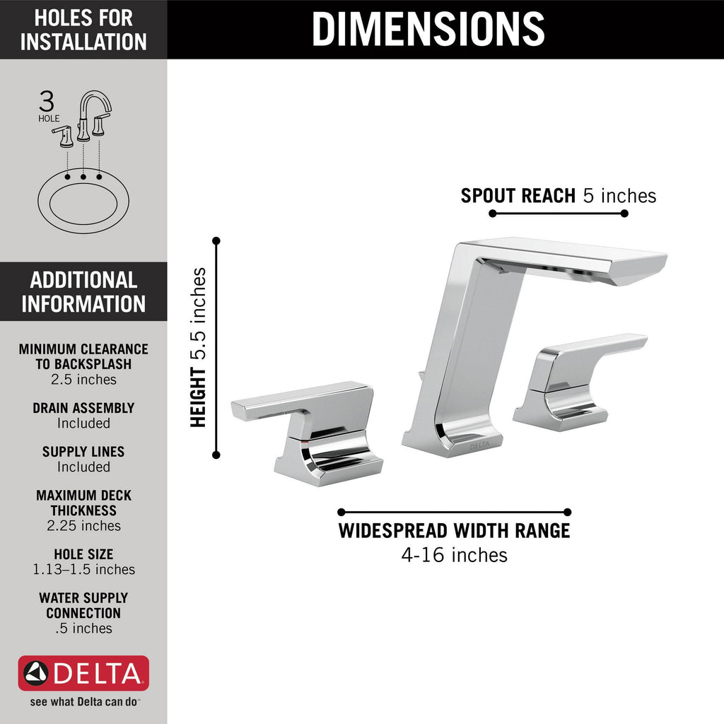 Two Handle Widespread Bathroom Faucet Chrome J36415
