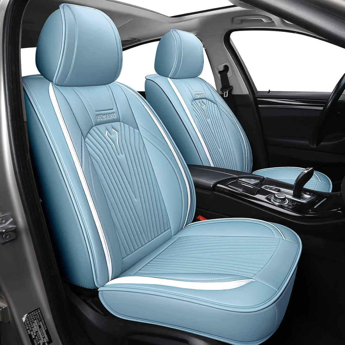 Black PU Leather Car Seat Covers Full Set 5 Seats W783367