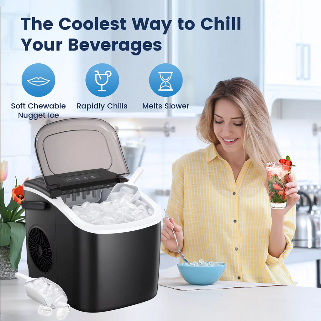 Portable Self-Clean Countertop Ice Maker with Scoop and Basket F58684