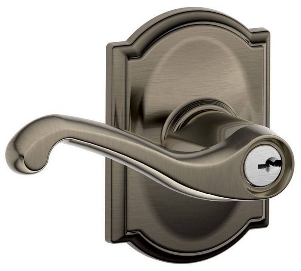 Antique Nickel Keyed Entry Lever Lock D76501