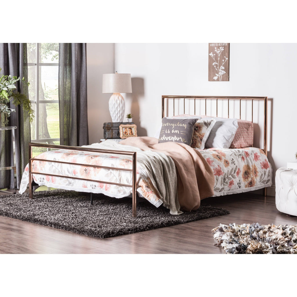 California King Rose Gold Metal Bed Q388165