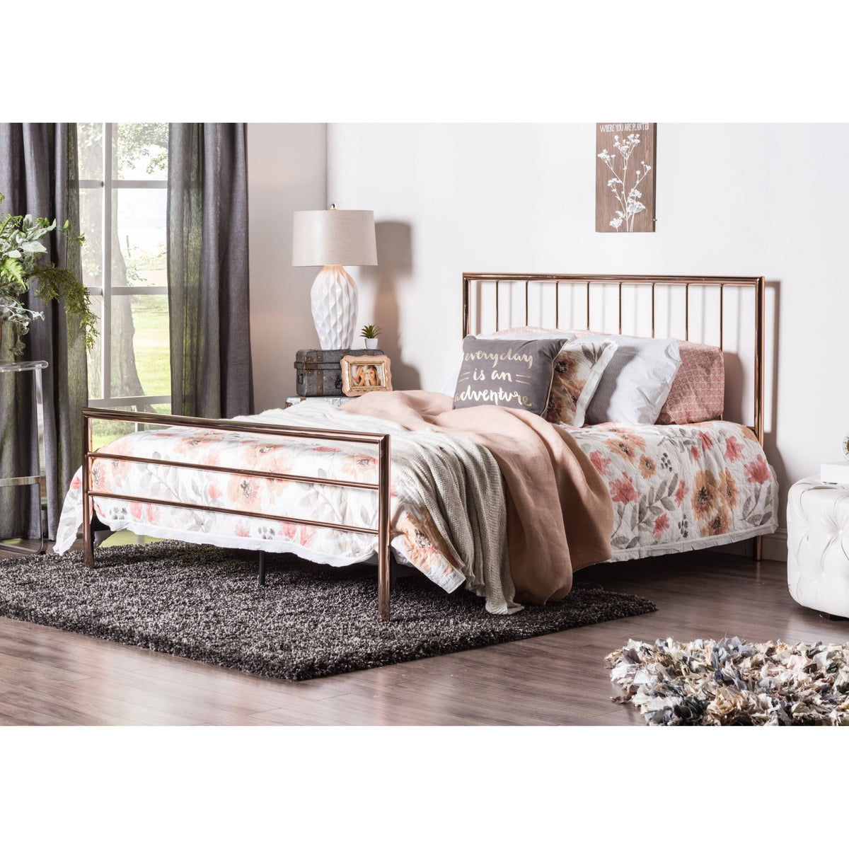 California King Rose Gold Metal Bed Q388165