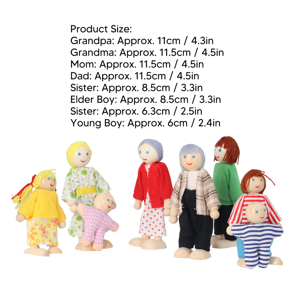 8pcs Wooden Dollhouse People Figures O44094