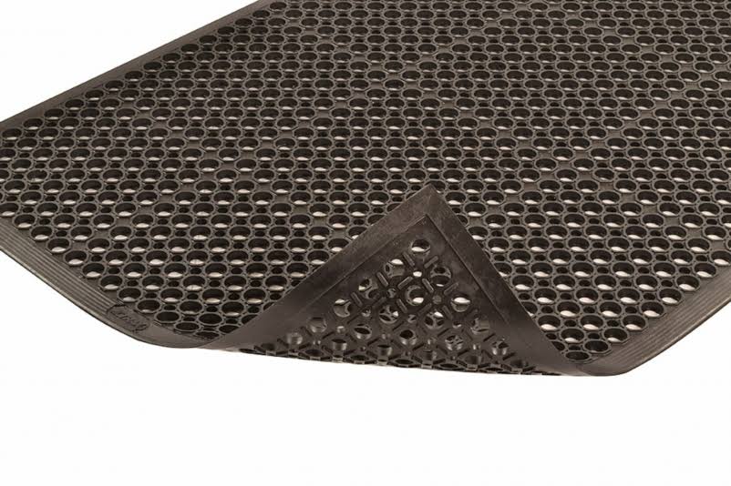 Rubber Drainage Mat, 3' Width x 10' Length, Black H88788