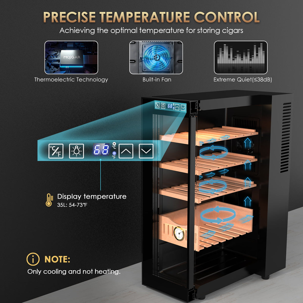 35L Electric Cigar Humidor Cabinet with Hygrometer L844742