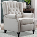 Beige Push Back Recliner Chair with Tufted Back and Wooden Legs B21526