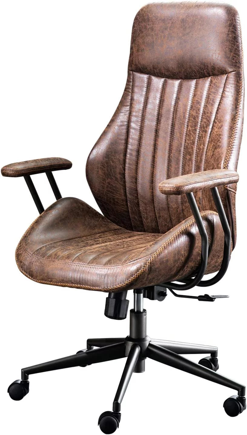 Brown Suede Fabric Ergonomic Office Chair with Lumbar Support H638401