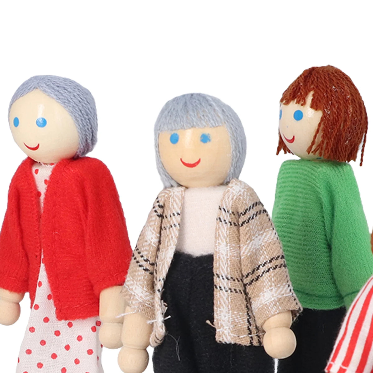 8pcs Wooden Dollhouse People Figures O44094