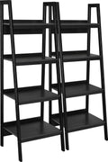Black 4 Shelf Ladder Bookcase D743328