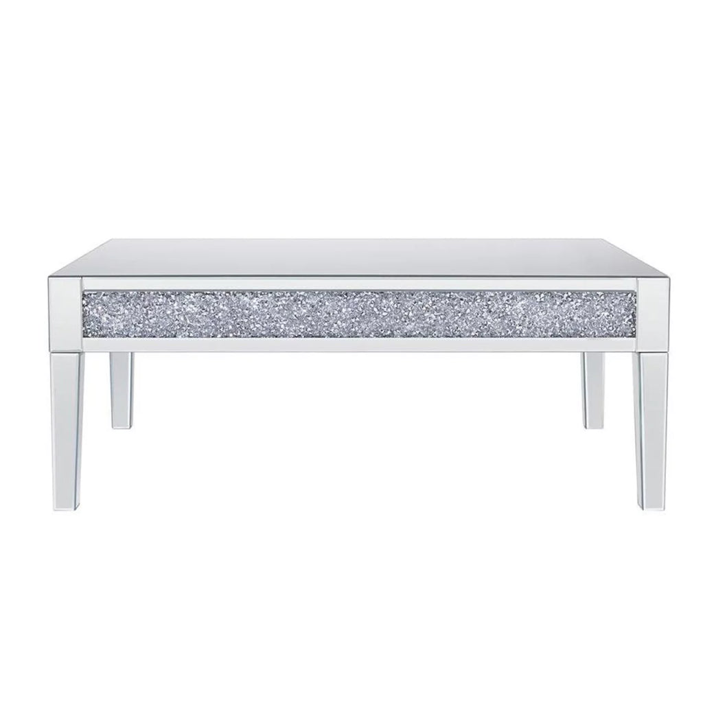 Wood and Mirror Coffee Table with Faux Crystals Inlay G910