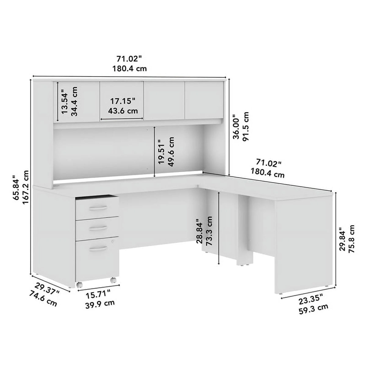 L Shaped Desk with Hutch & Drawers Q17748