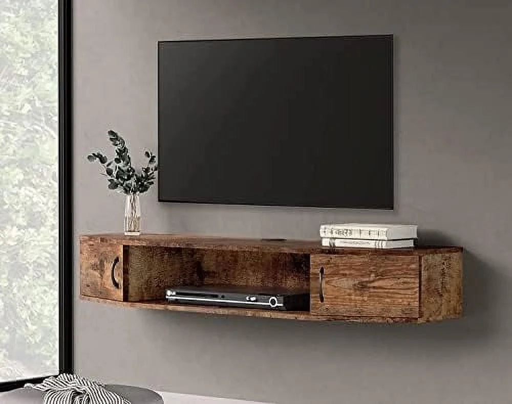 Black Floating Wall Mounted TV Stand with Door I185