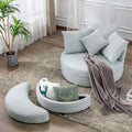 Light Gray Swivel Barrel Chair with Ottoman W12630